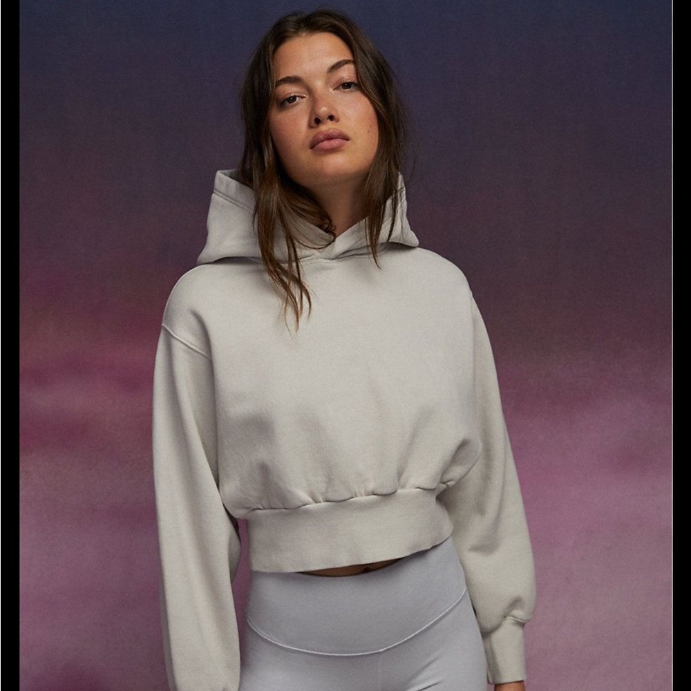 ARITZIA TNA COZY FLEECE PERFECT SHRUNKEN HOODIE